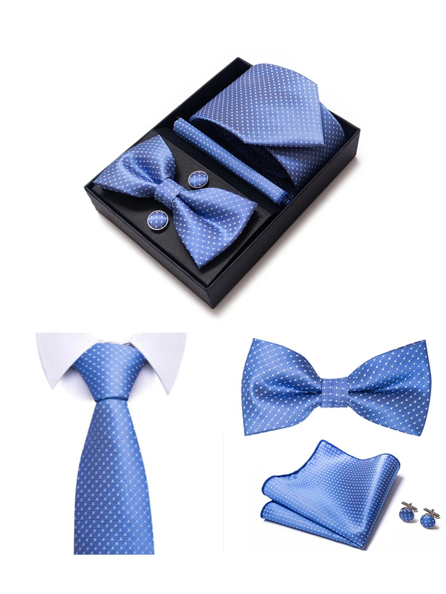 4-teiliges Set mit 8cm Krawatte und Einstecktuch Serie 3