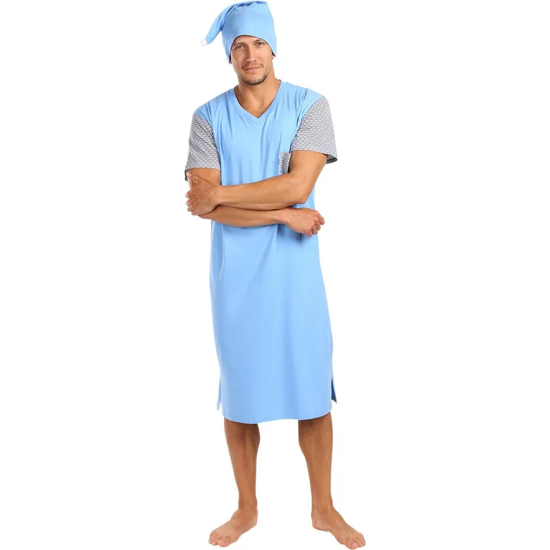 Herren Nachthemd Foltýn blau (FNKK24) M