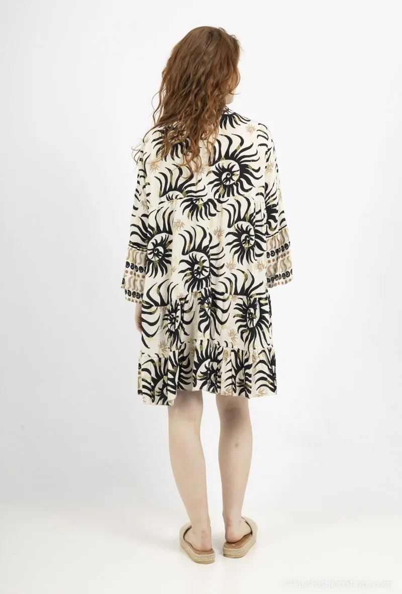 Kurzes bedrucktes Kleid mit Glitzer