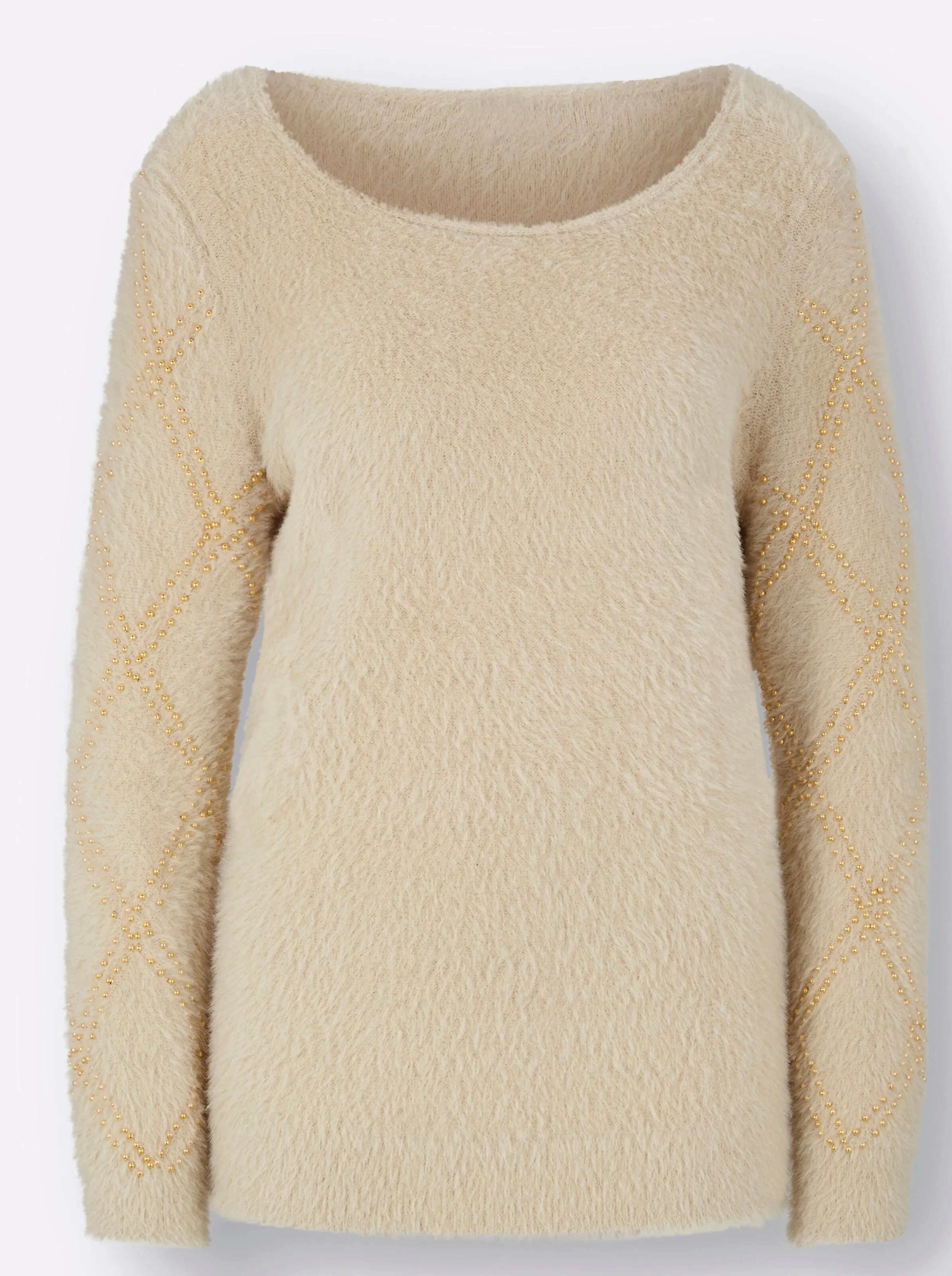 Langarm-Pullover in sand