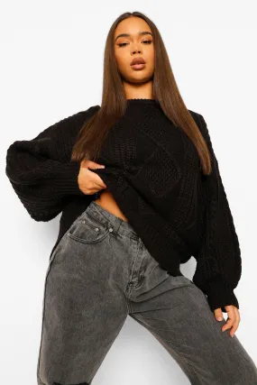 Oversized Strickpullover mit Zopfmuster
