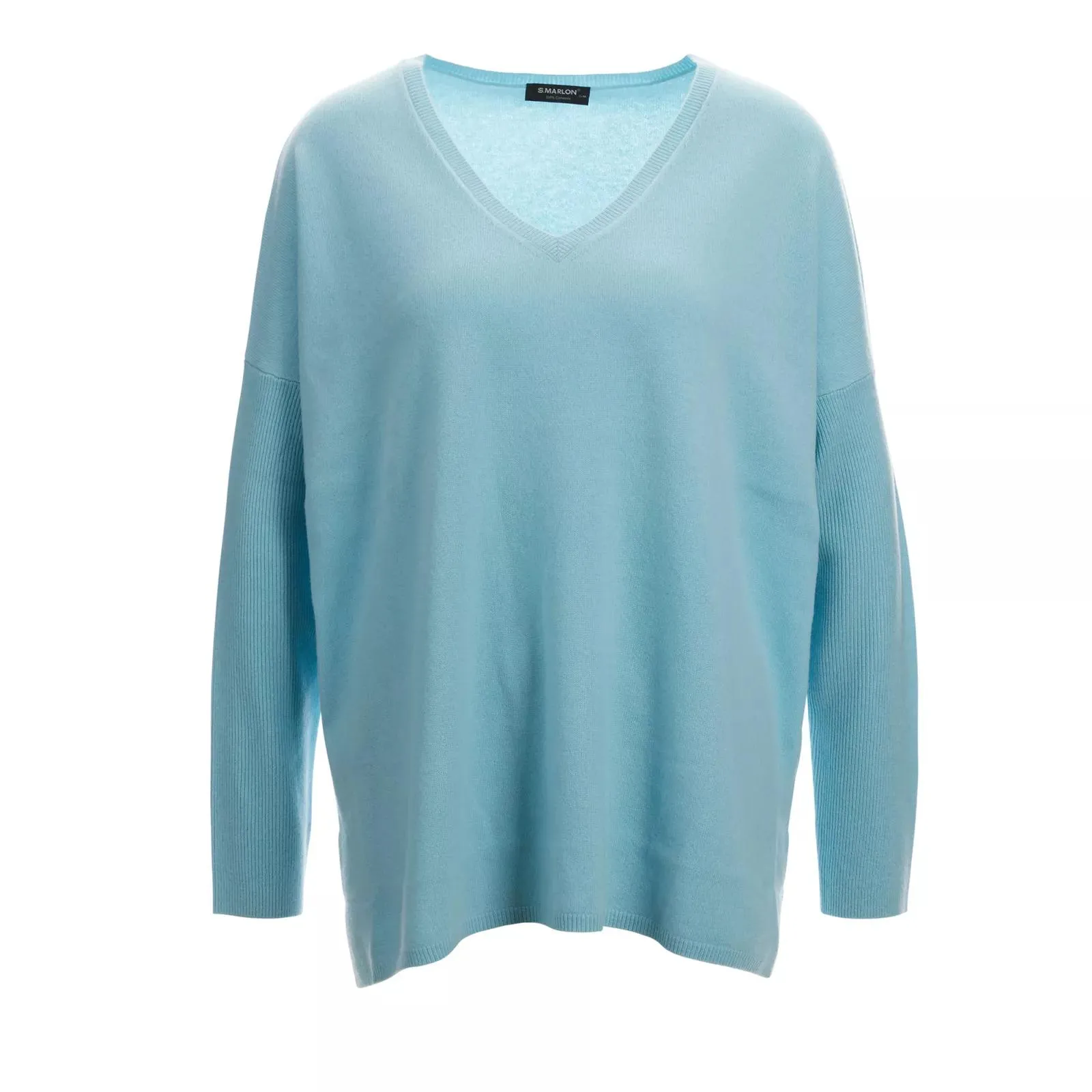   S.Marlon  V-Pullover sehr weit 340 aqua  Kaschmirpullover 