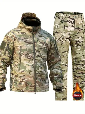 Tarnfarbene Haifischhaut-Jacke und Fleece-gefütterte Hose - winddicht, wasserdicht
