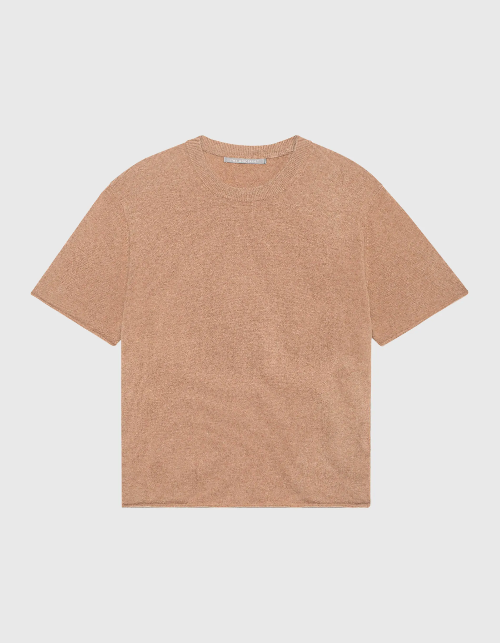 (THE MERCER) N.Y. Bolton Camel Melange // Kurzarm-Kaschmirpullover